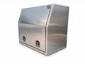 An Aluminium Ute toolbox with a slanted face, shown at a three-quarter angle on a white background.